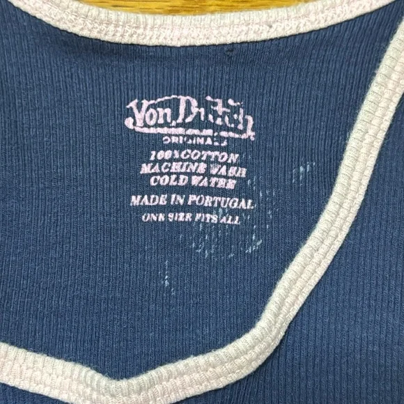 Von Dutch Dark Blue Tank with Pink Trim - Picture 4 of 5